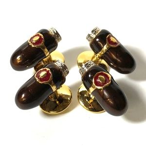 Gold and Enamel Cigar Shirt Studs